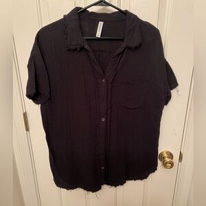 Zenana Black Button Down Shirt
